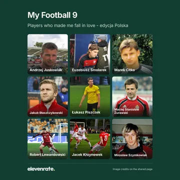 Football grid featuring Andrzej Mieczysław Juskowiak, Euzebiusz Smolarek, Marek Citko